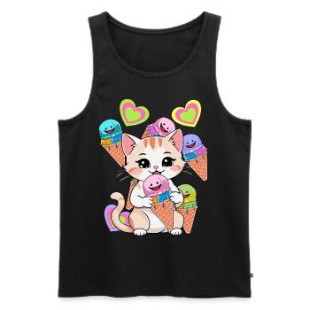 Chat Glace Glace Glace Enfants Enfant Bonbons - Débardeur bio Premium Homme - noir - Devant - Michal (187cm)
