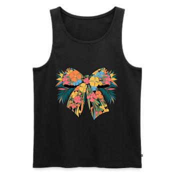 Colorful Floral Bow with Tropical Elements - Men's Premium Organic Tank Top - black - Front - AI Model Male 178 light (178cm)