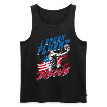 Discus Throw I Speak Fluent Discus - Men's Premium Organic Tank Top - black - Front - Michal (187cm)
