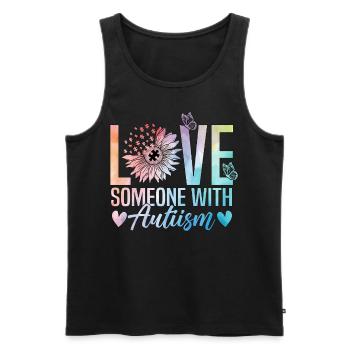 Love someone with autism - Men's Premium Organic Tank Top - black - Front - Michal (187cm)