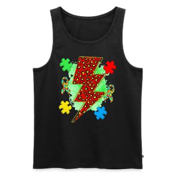 Autism - Men's Premium Organic Tank Top - black - Front - AI Model Male 178 light (178cm)