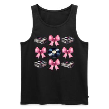 Coquette Bow Vinyl Record Player - Men's Premium Organic Tank Top - black - Front - AI Model Male 178 light (178cm)