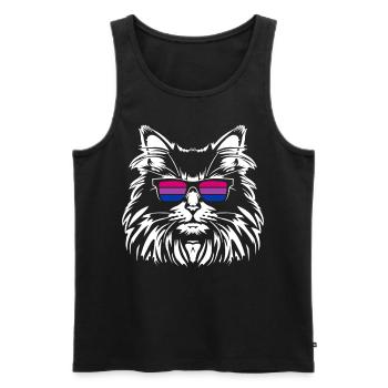 Bisexuel Chat Fort Lunettes de Soleil Bi Colors - Débardeur bio Premium Homme - noir - Devant - Michal (187cm)