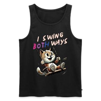 Bisexuell Pride Ich Schwinge Beidseitig Süße Katze - Männer Premium Bio Tank Top - Schwarz - Vorne - Michal (187cm)