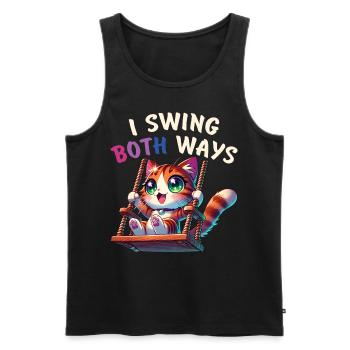 Bisexuell Bi Pride Katze Ich Schwinge Beidseitig - Männer Premium Bio Tank Top - Schwarz - Vorne - AI Model Male 178 light (178cm)