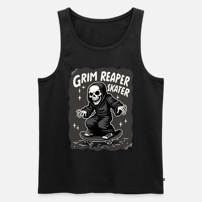 Skateboarding Sensenmann – Grim Reaper Style - Männer Premium Bio Tank Top - Schwarz