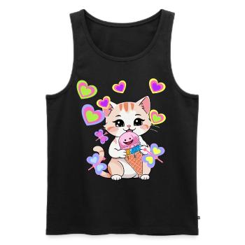 Enfant Enfants Tout-petits Bébé Chat Chats Glace - Débardeur bio Premium Homme - noir - Devant - Michal (187cm)