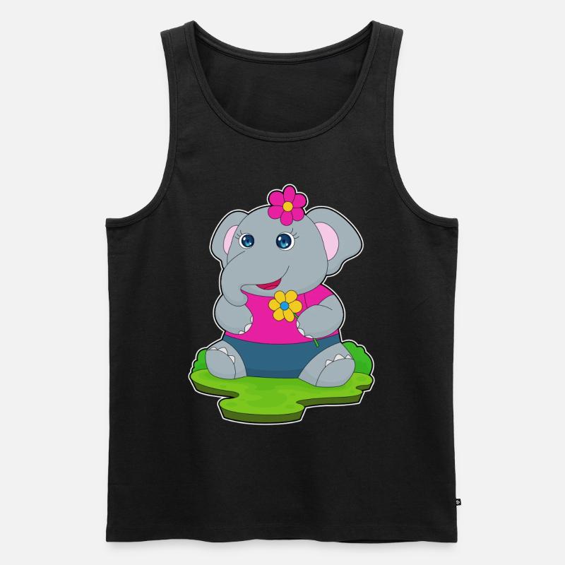 Elefant Blumen - Männer Premium Bio Tank Top - Schwarz