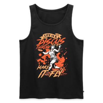 Diskuswurf Life Is A Discus Throw Make It Fly - Men's Premium Organic Tank Top - black - Front - Michal (187cm)