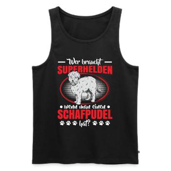 Schafpudel ist mein Held Altdeutscher Hütehund - Männer Premium Bio Tank Top - Schwarz - Vorne - AI Model Male 178 light (178cm)