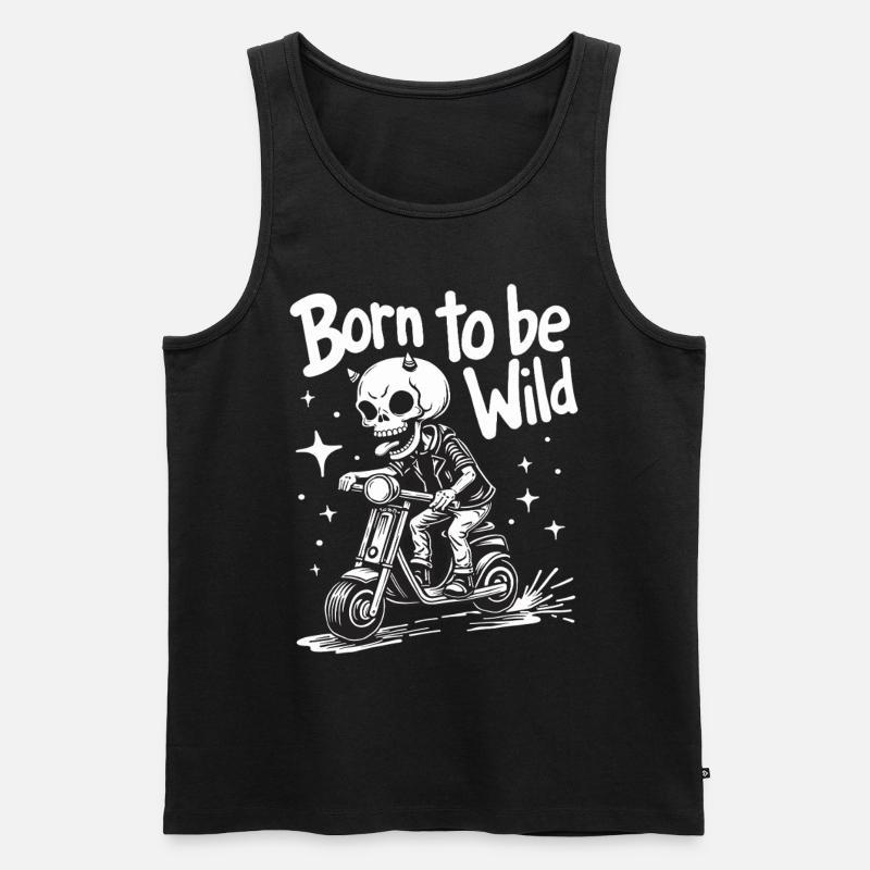Skull Devil on Scooter - Men's Premium Organic Tank Top - black