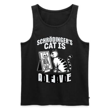 Le chat de Schrödinger mort et vif - Débardeur bio Premium Homme - noir - Devant - AI Model Male 178 light (178cm)