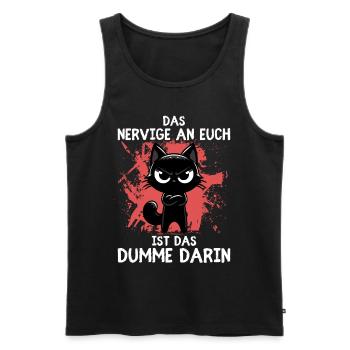 Wütende schwarze Katze – Sag’s ohne Worte - Männer Premium Bio Tank Top - Schwarz - Vorne - AI Model Male 178 light (178cm)