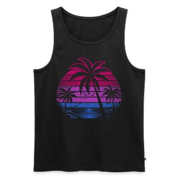 Bisexual Palm Trees Sunset Pride Colors - Men's Premium Organic Tank Top - black - Front - AI Model Male 178 light (178cm)