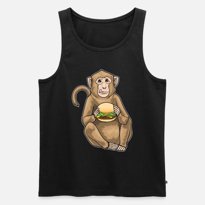 Affe Cheeseburger - Männer Premium Bio Tank Top - Schwarz