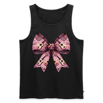 Coquette Bow Ukulélé Uke Motif Fille Maman Rose - Débardeur bio Premium Homme - noir - Devant - Michal (187cm)