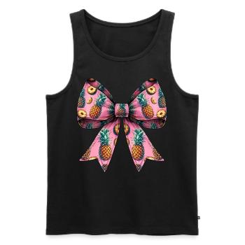 Coquette Schleife Ananas-Muster Hawaii Rosa - Männer Premium Bio Tank Top - Schwarz - Vorne - AI Model Male 178 light (178cm)