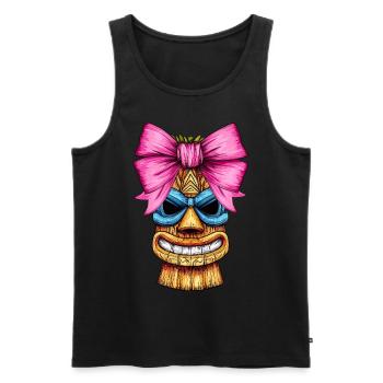 Nœud Coquet Tiki Luau Masque Tiki Hawaïen - Débardeur bio Premium Homme - noir - Devant - AI Model Male 178 light (178cm)