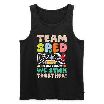 Team SPED Spezielle Bildung Zusammenhalt - Männer Premium Bio Tank Top - Schwarz - Vorne - Michal (187cm)