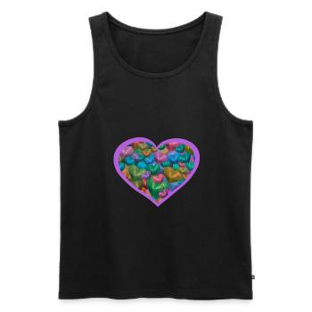 Herz Herzen bunt Valentinstag Muttertag - Männer Premium Bio Tank Top - Schwarz - Vorne - Michal (187cm)