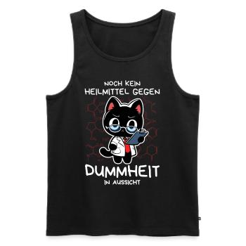 Zynische Forscherkatze – Wissenschaft ohne Gnade - Männer Premium Bio Tank Top - Schwarz - Vorne - Michal (187cm)