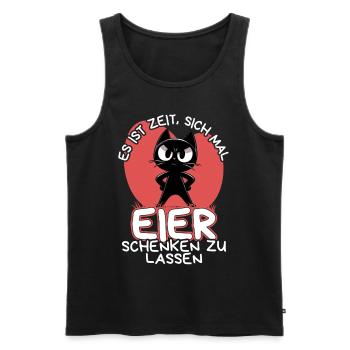 Zeit für Eier – Katze mit Haltung und Ansage - Männer Premium Bio Tank Top - Schwarz - Vorne - Michal (187cm)