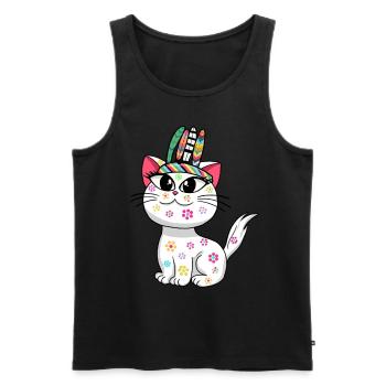 Hippie Chat Hippies Chats Chaton Enfants - Débardeur bio Premium Homme - noir - Devant - Michal (187cm)