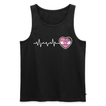 Lesbienne Heartbeat Rétro Violet Pride - Débardeur bio Premium Homme - noir - Devant - AI Model Male 178 light (178cm)