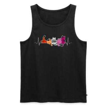 Lesbian Heartbeat With Cute Cats Pride Love - Men's Premium Organic Tank Top - black - Front - Michal (187cm)