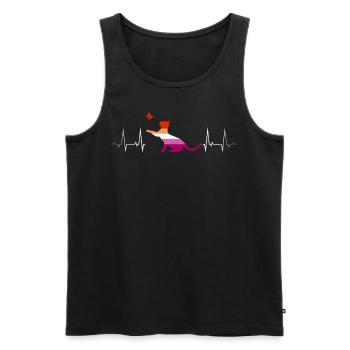 Lesbian heartbeat with playing cat Pride - Men's Premium Organic Tank Top - black - Front - Michal (187cm)