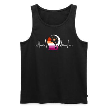 Lesbischer Herzschlag mystische Katze und Mond - Männer Premium Bio Tank Top - Schwarz - Vorne - Michal (187cm)