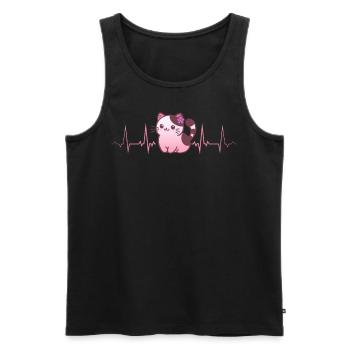 Lesbian heartbeat with cute cat and flower - Men's Premium Organic Tank Top - black - Front - Michal (187cm)