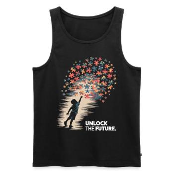Understanding Autism – Hope & Puzzle - Men's Premium Organic Tank Top - black - Front - AI Model Male 178 light (178cm)