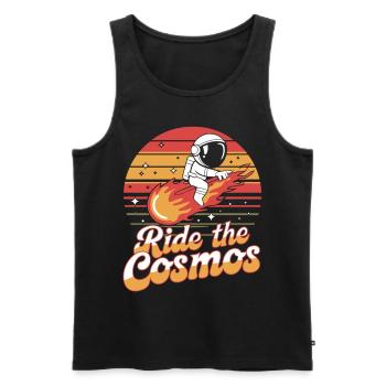Astronaut rides through the cosmos - Men's Premium Organic Tank Top - black - Front - Michal (187cm)