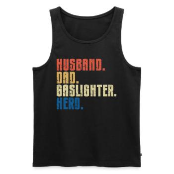 Gaslighting Gaslighter - Men's Premium Organic Tank Top - black - Front - AI Model Male 178 light (178cm)