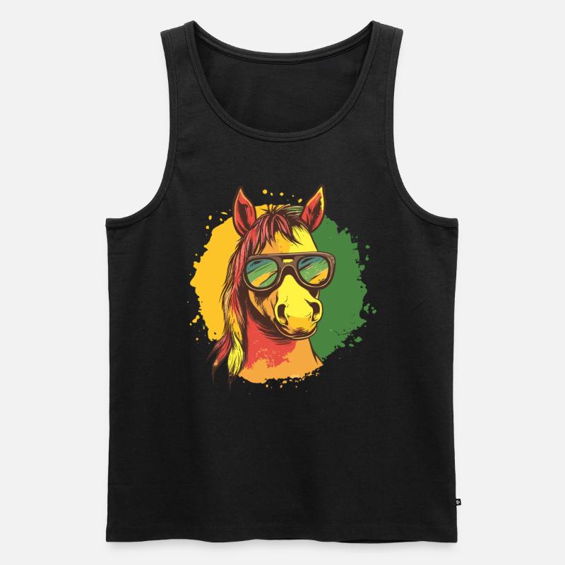 Reggae Pferd - Männer Premium Bio Tank Top - Schwarz