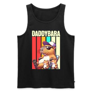 Daddybara Capybara Vater Papa - Männer Premium Bio Tank Top - Schwarz - Vorne - Michal (187cm)