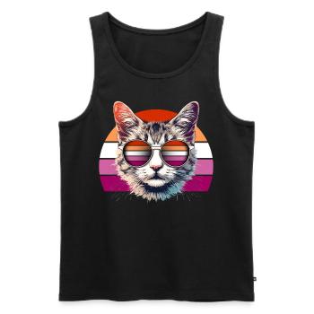 Cool cat with sunglasses and lesbian look - Men's Premium Organic Tank Top - black - Front - Michal (187cm)