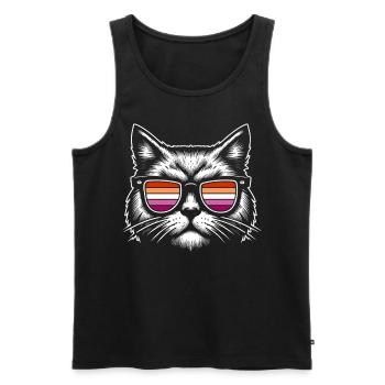 Stylish cat with glasses and lesbian colors - Men's Premium Organic Tank Top - black - Front - Michal (187cm)