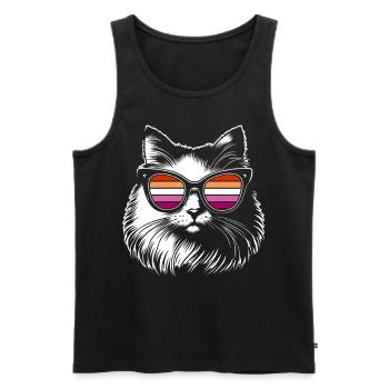 Stylish cat with glasses and lesbian colors - Men's Premium Organic Tank Top - black - Front - Michal (187cm)