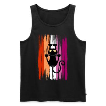 Funny climbing cat with lesbian colors - Men's Premium Organic Tank Top - black - Front - Michal (187cm)