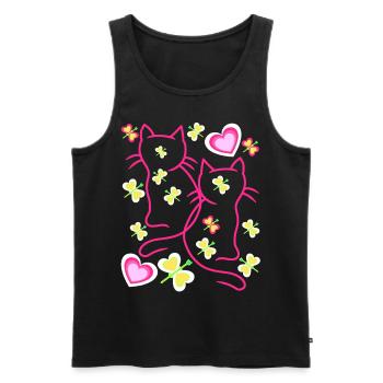 Cat Cats Kitten Valentine - Men's Premium Organic Tank Top - black - Front - Michal (187cm)