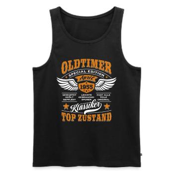 Oldtimer April 1955 - Geburtstag - Geschenk - Männer Premium Bio Tank Top - Schwarz - Vorne - AI Model Male 178 light (178cm)
