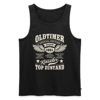 Oldtimer Baujahr 1981 - Geburtstag - Geschenk - Männer Premium Bio Tank Top - Schwarz - Vorne - Michal (187cm)