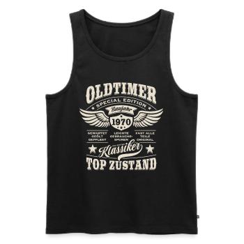 Oldtimer Baujahr 1970 - Geburtstag - Geschenk - Männer Premium Bio Tank Top - Schwarz - Vorne - Michal (187cm)