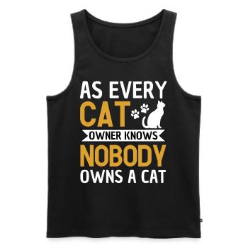 Drôle de chat disant propriétaire de chat - Débardeur bio Premium Homme - noir - Devant - Michal (187cm)