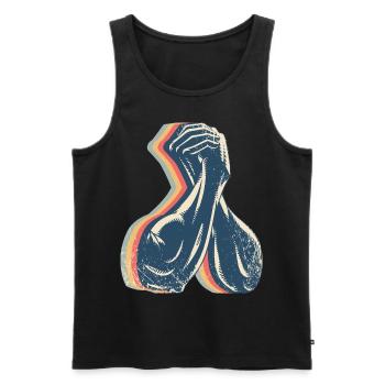Arm Wrestling Arm Wrestler Retro Line Art - Men's Premium Organic Tank Top - black - Front - AI Model Male 178 light (178cm)