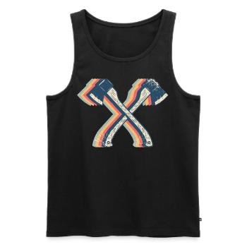 Axt-Werfen Axt-Werfer Retro Line Art - Männer Premium Bio Tank Top - Schwarz - Vorne - AI Model Male 178 light (178cm)