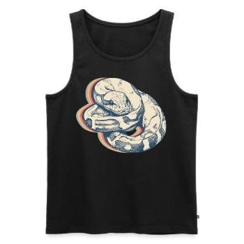 Ball Python Snake Retro Line Art - Men's Premium Organic Tank Top - black - Front - AI Model Male 178 light (178cm)