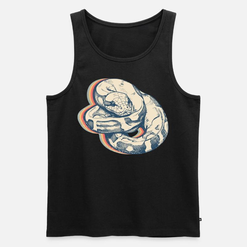 Kugelpython Schlange Retro Line Art - Männer Premium Bio Tank Top - Schwarz